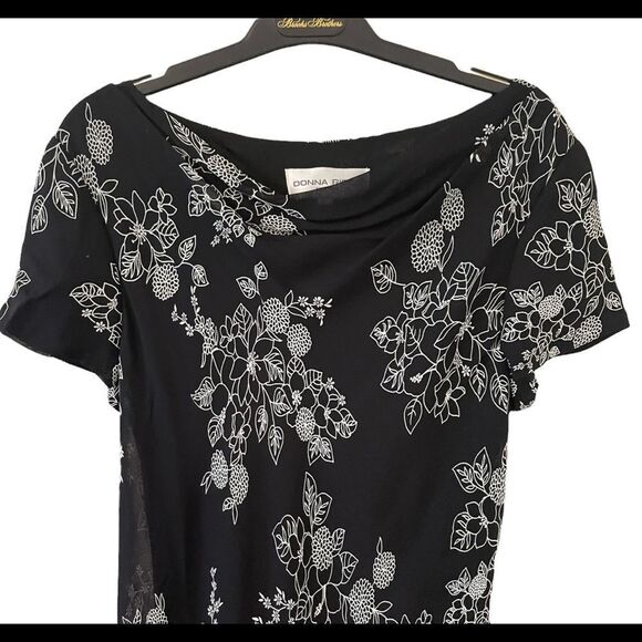 Donna Ricco Black & White Floral Print Summer Dress 10 - Picture 4 of 5
